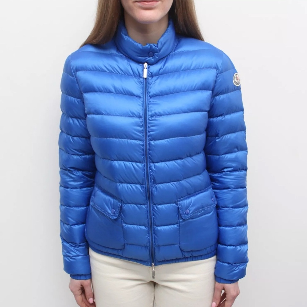 Women's MONCLER Lans Quilted Down Puffer Jacket Full Zip Blue Size 1 ~S